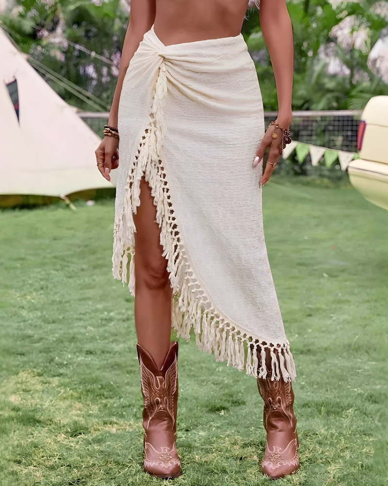 High-Waist Printed Bohemian A-Line Skirt