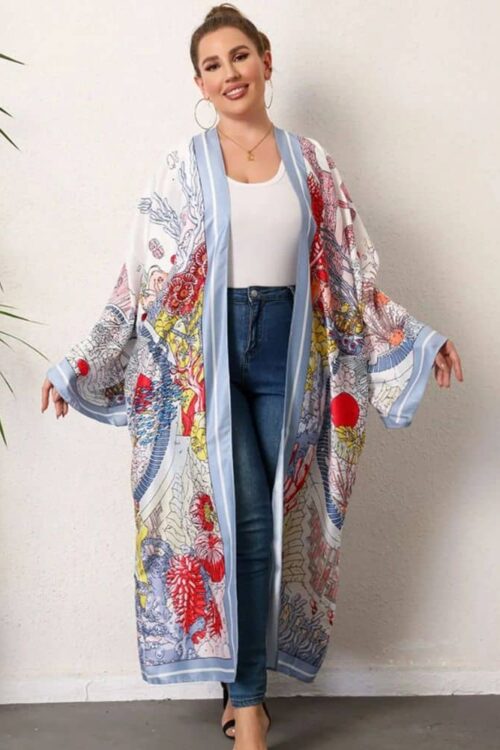 Women's kimono with ocean - Inspired Print in Colors