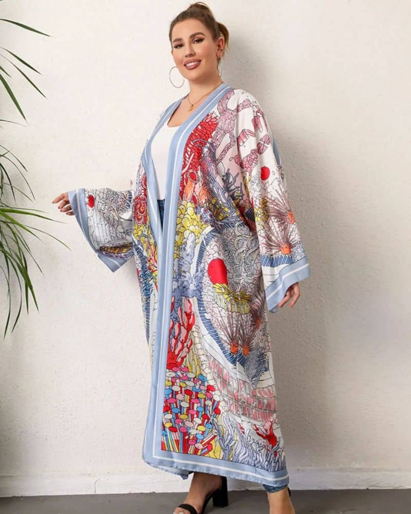 Women's kimono with ocean - Inspired Print in Colors - Image 2