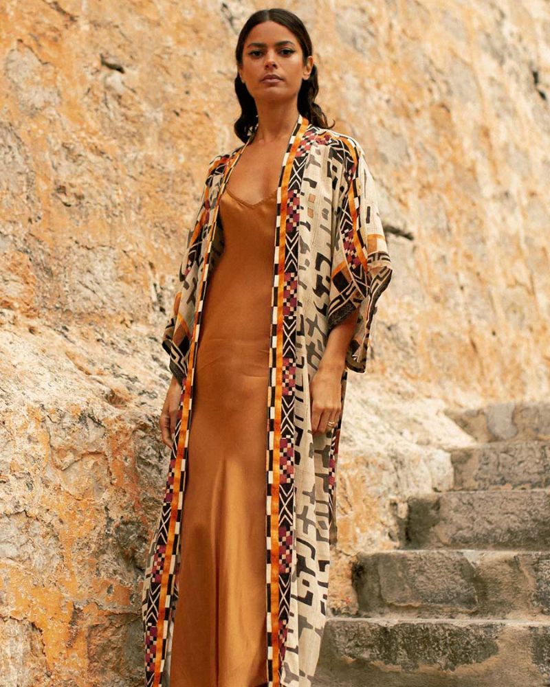 Women's Kimono Luxurious with Geometric Prints