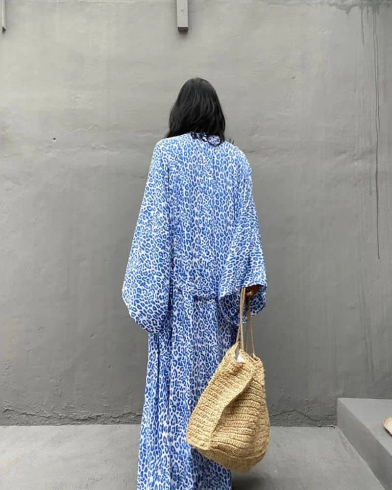 Women's Kimono with Leopard Print Blue - Image 3