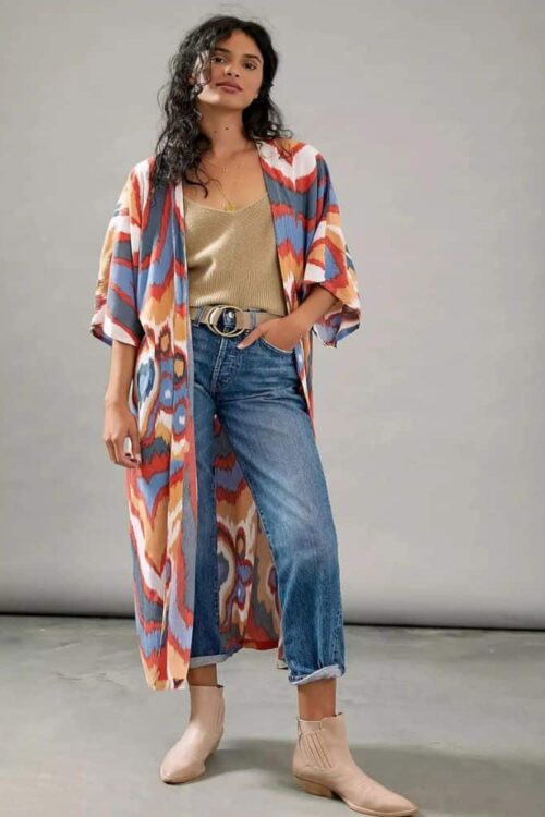 Women's kimono with artistic prints colorfuls
