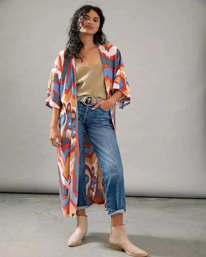 Women's Kimono with Artistic Prints Colorfuls