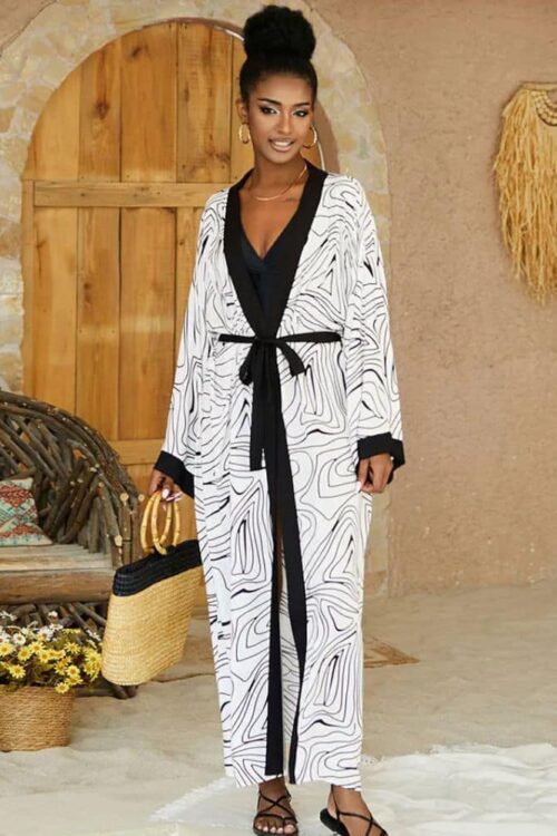 Women's Kimono Patterns Zebra Black and White