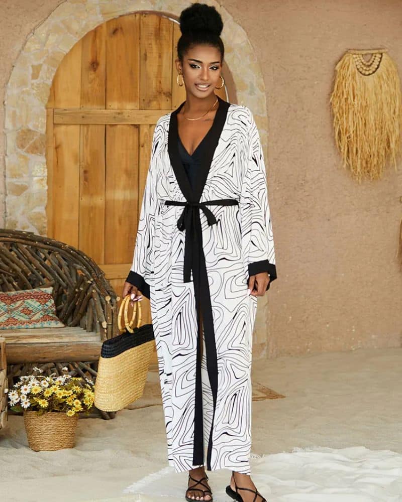Women's Kimono Patterns Zebra Black and White
