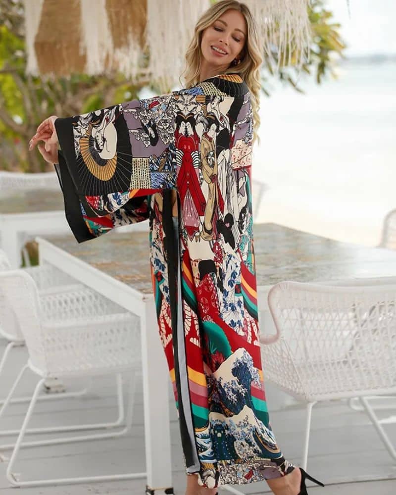 Women's Kimono Vibrant Japanese Style - Image 3