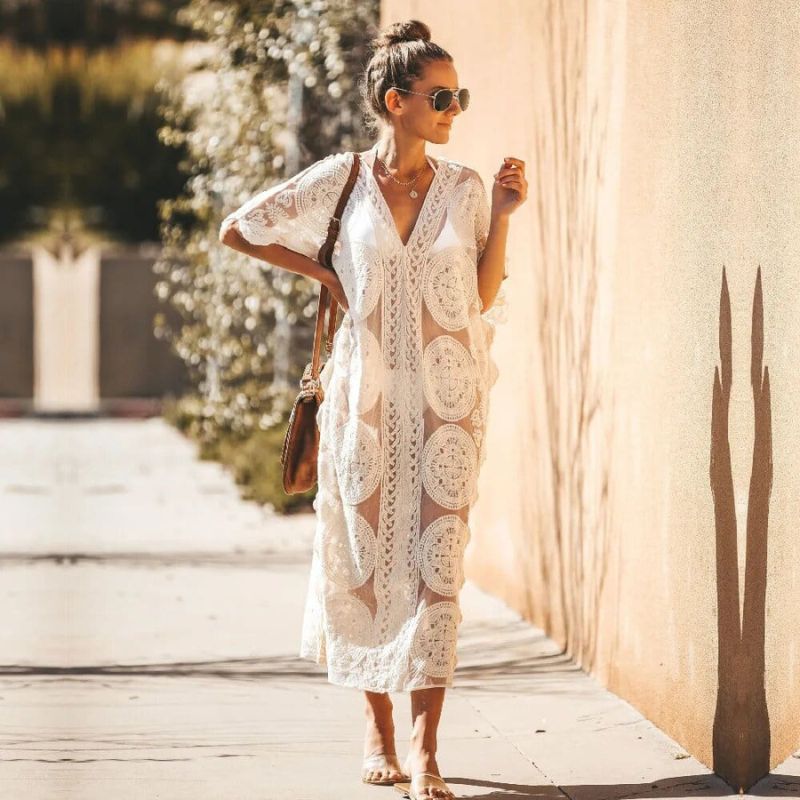 Lace Chic V-Neck Beach Sarong