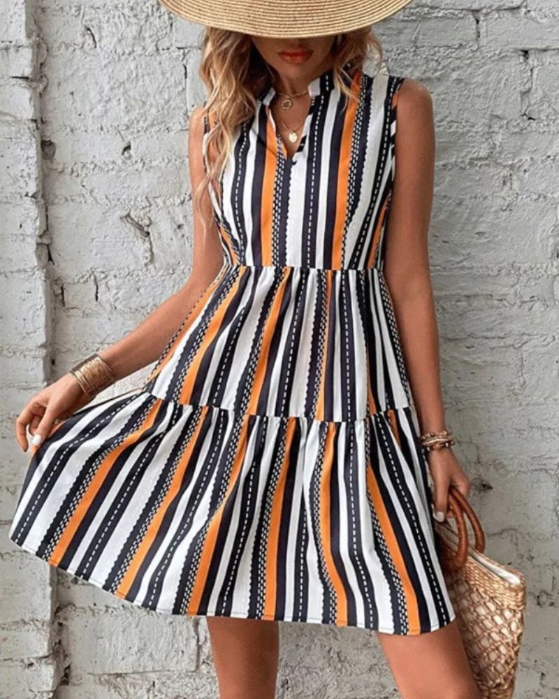Bohemian Mini Dress and Summer with Stripeds