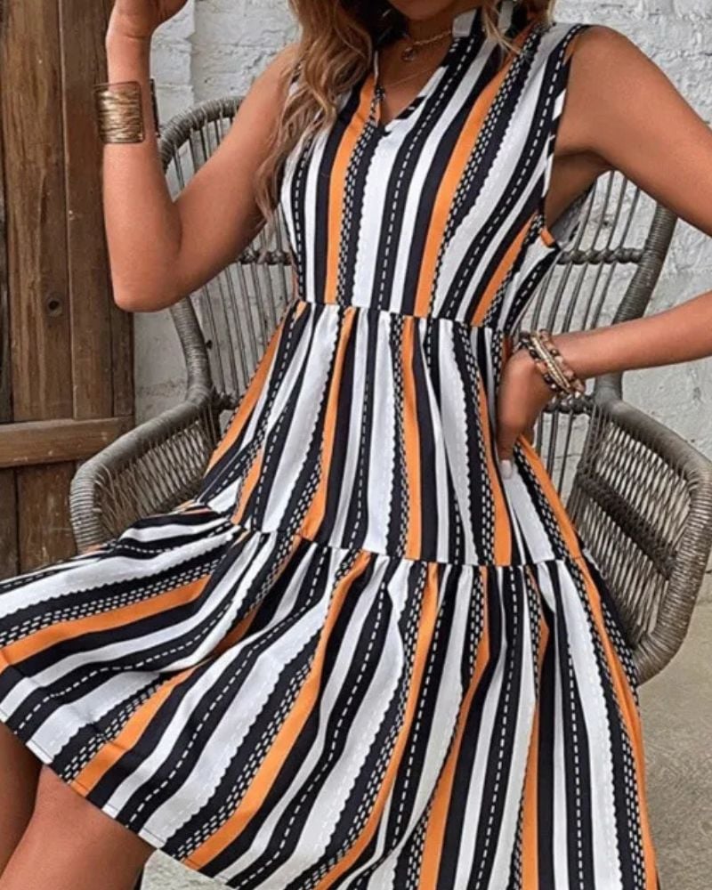Bohemian Mini Dress and Summer with Stripeds - Image 2