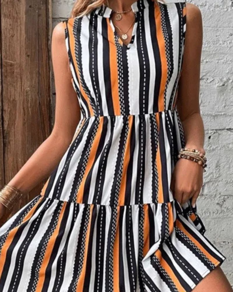 Bohemian Mini Dress and Summer with Stripeds - Image 3