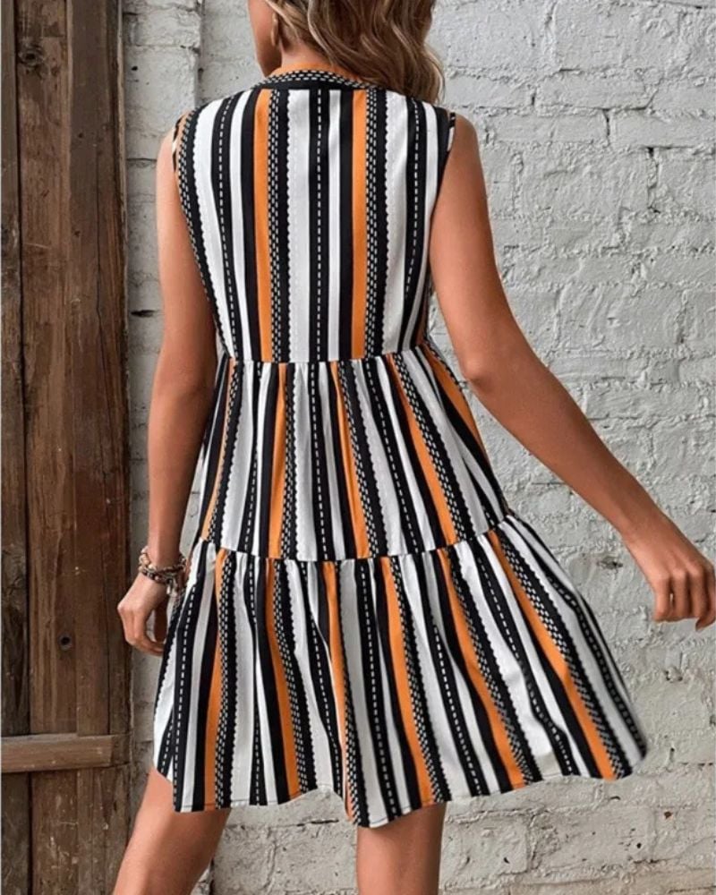 Bohemian Mini Dress and Summer with Stripeds - Image 4