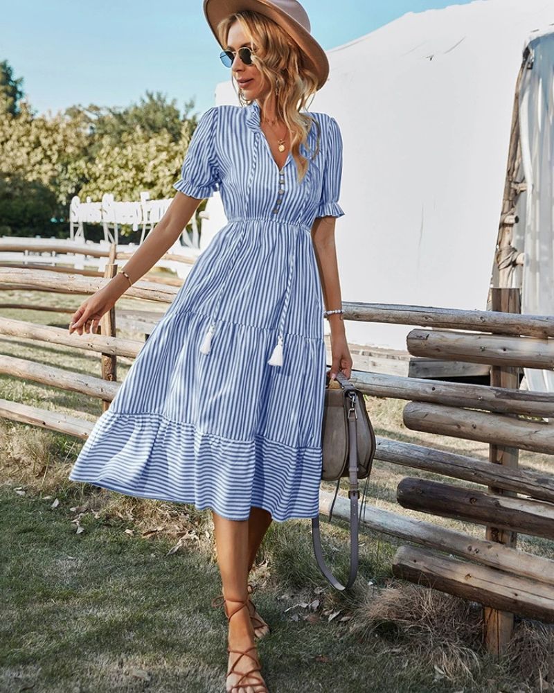 Bohemian casual and elegant with short sleeves dress - Image 2