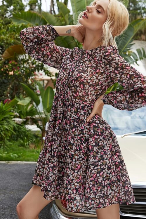 Bohemian Design with Floral Print Dress