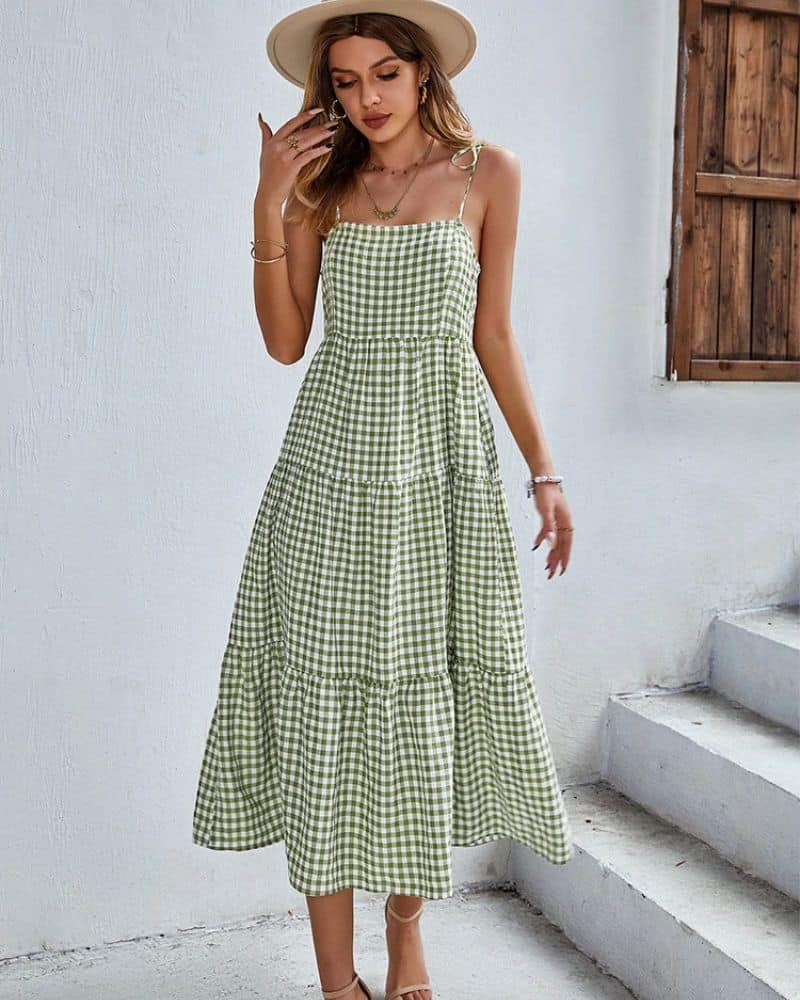 Bohemian Elegant with Checkered Dress