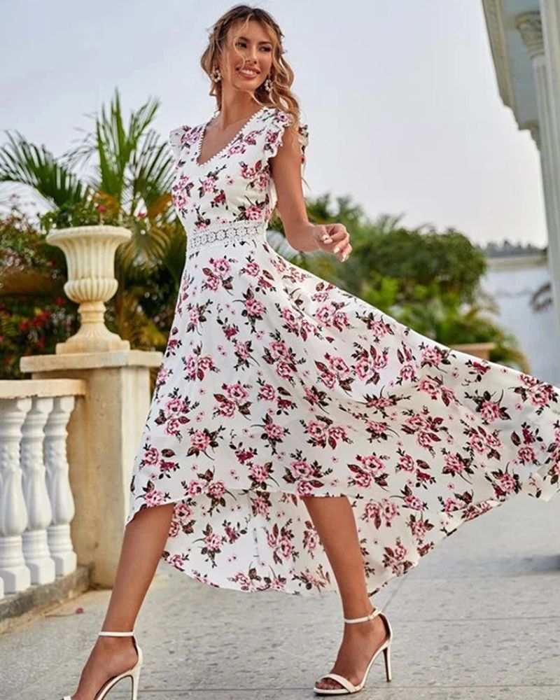 Bohemian Delicate Floral Lace Dress