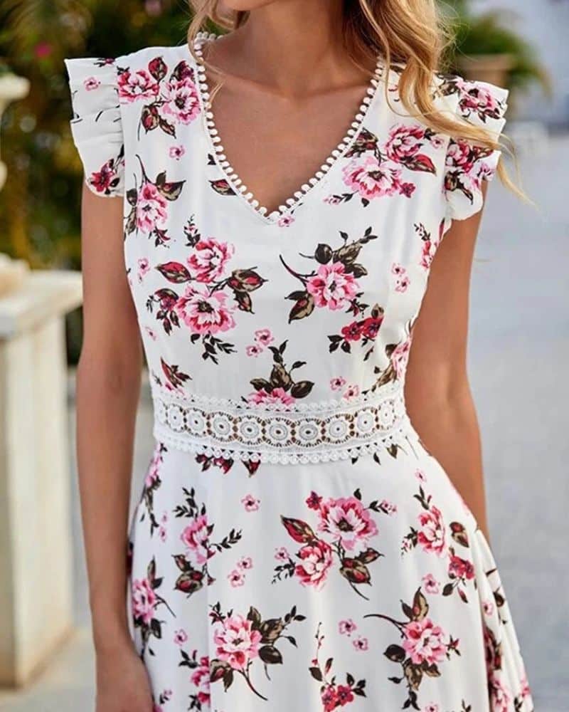 Bohemian delicate floral lace dress - Image 5