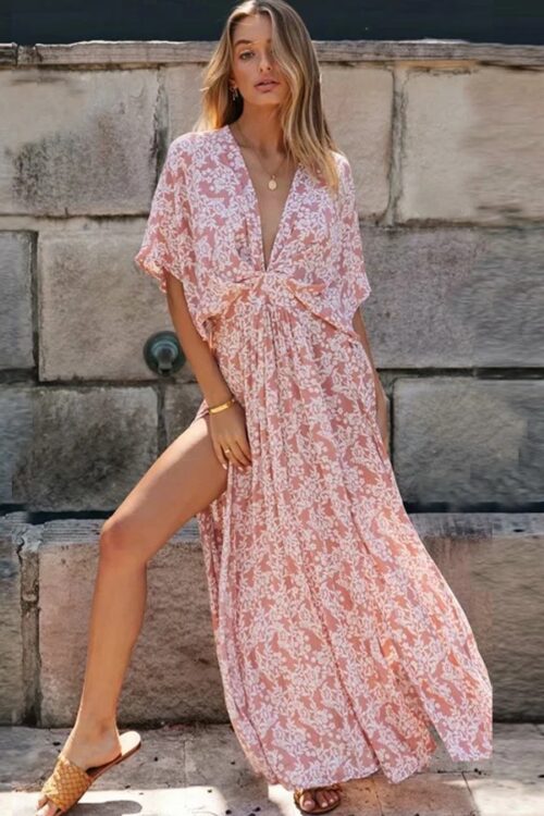 Bohemian Maxi Dress with V-Neck