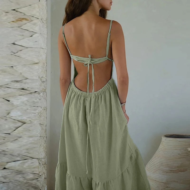 Bohemian Maxi Dress with Lace-Up at the Back - Image 2