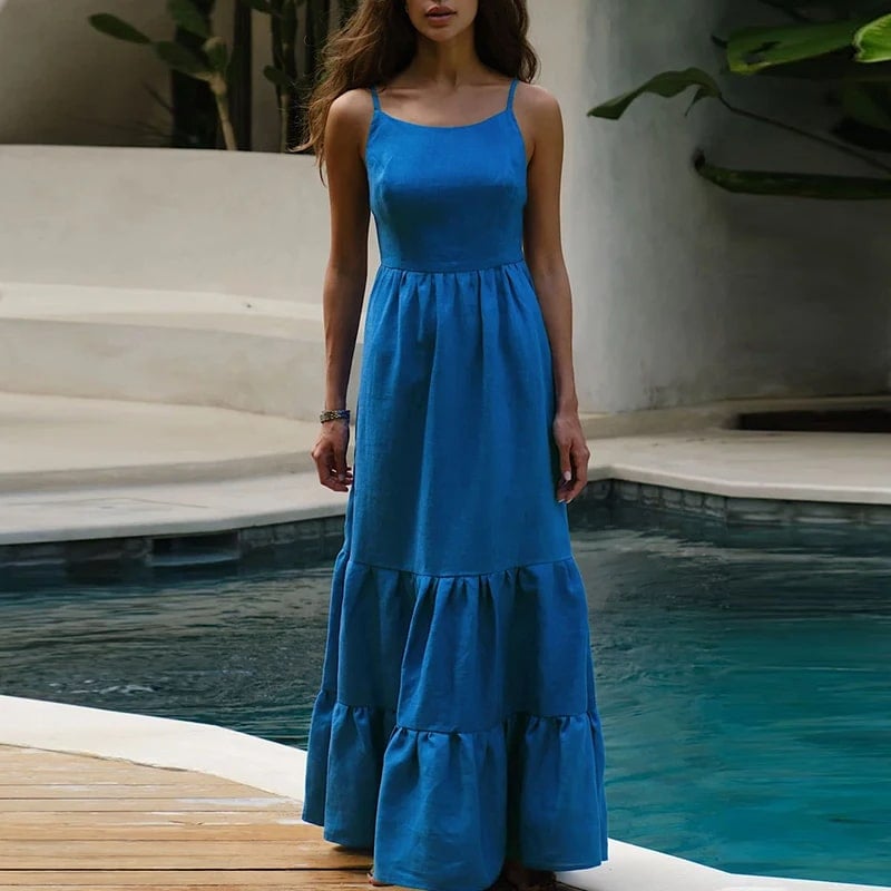 Bohemian Maxi Dress with Lace-Up at the Back - Image 3