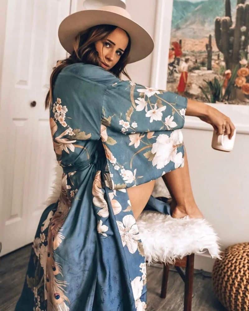 Bohemian Style Kimono with Belt Dress
