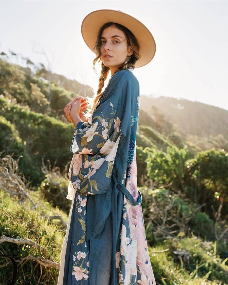 Bohemian Style Kimono with Belt Dress - Image 2