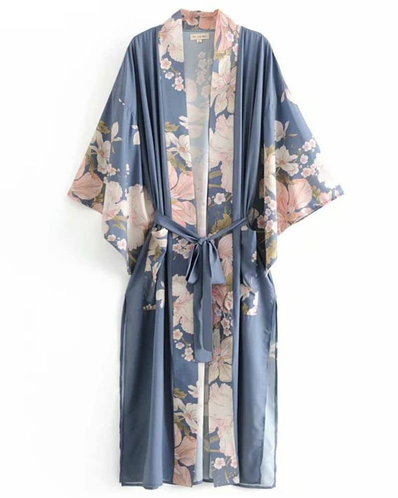 Bohemian Style Kimono with Belt Dress - Image 3
