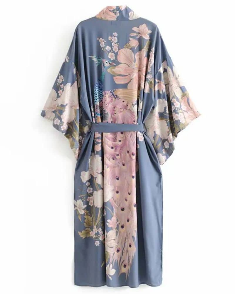 Bohemian Style Kimono with Belt Dress - Image 4