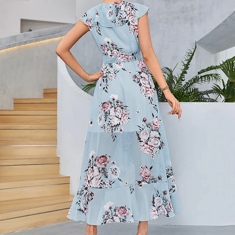 Cottagecore Blue Sleeveless and Sophisticated Dress - Image 3