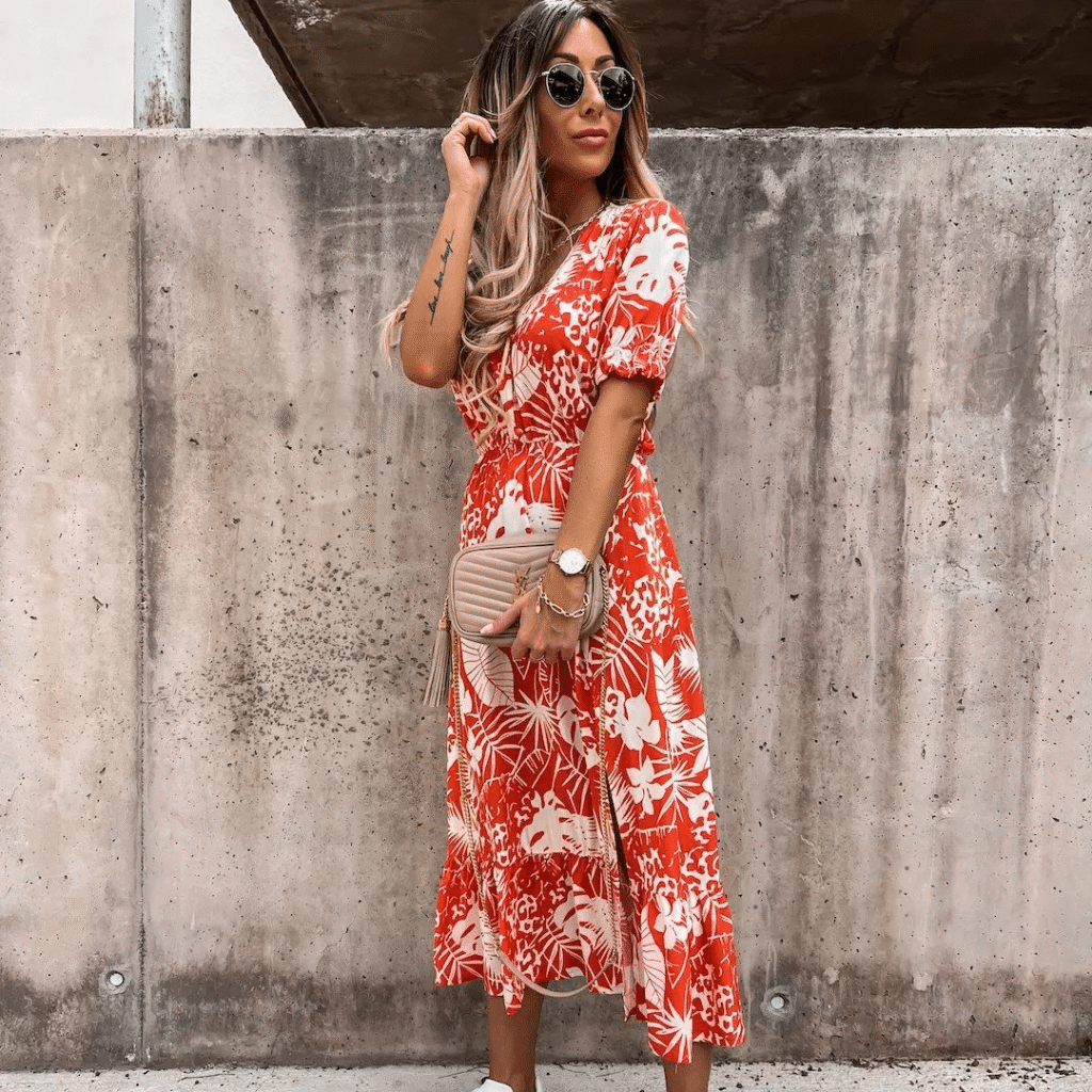 Cottagecore with Buttons and Side Slit Dress