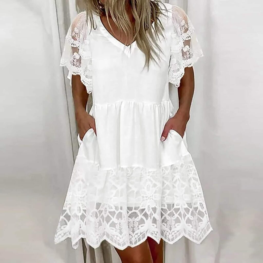 Cottagecore Elegant White Summer Dress