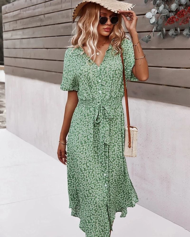 Cottagecore Long and Casual with Print Dress