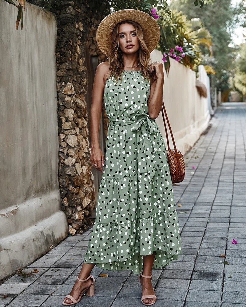 Cottagecore Long and Sleeveless with Print Dress
