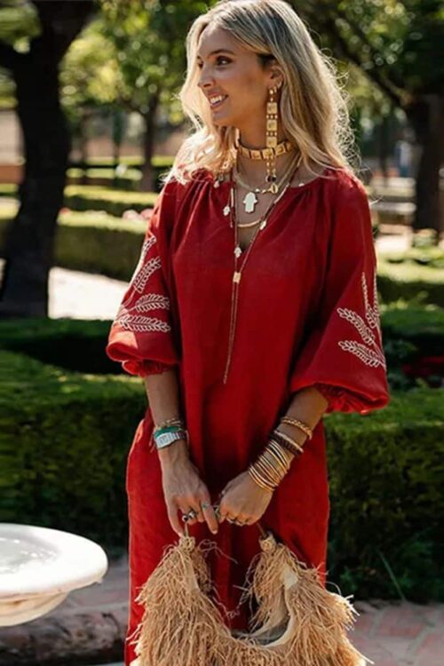 Cottagecore long with sur les sleeves dress