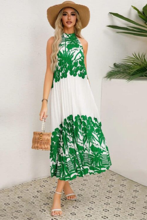 Cottagecore long and pleated with print trendy dress