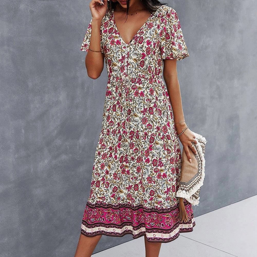 Cottagecore Vintage with Floral Print Dress - Image 2
