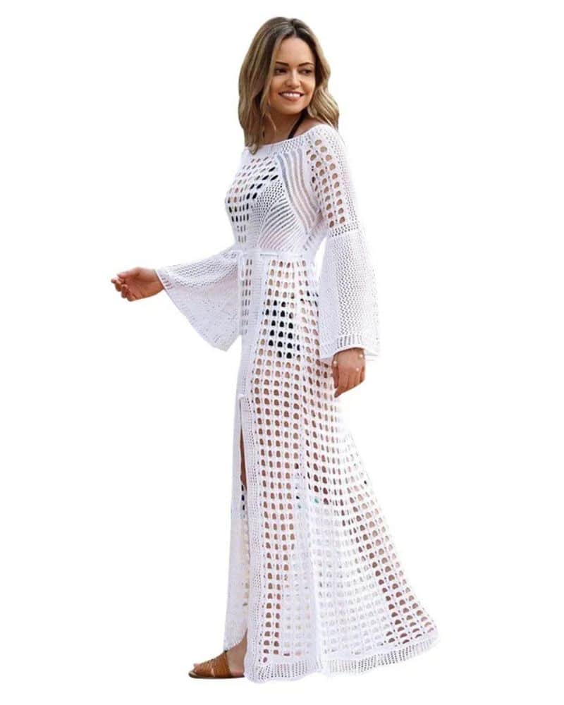 White Elegant with Conception Airy Beach Dress - Image 3