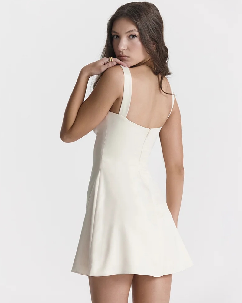 Elegant Bohemian Strapless Satin Mini Dress - Image 3
