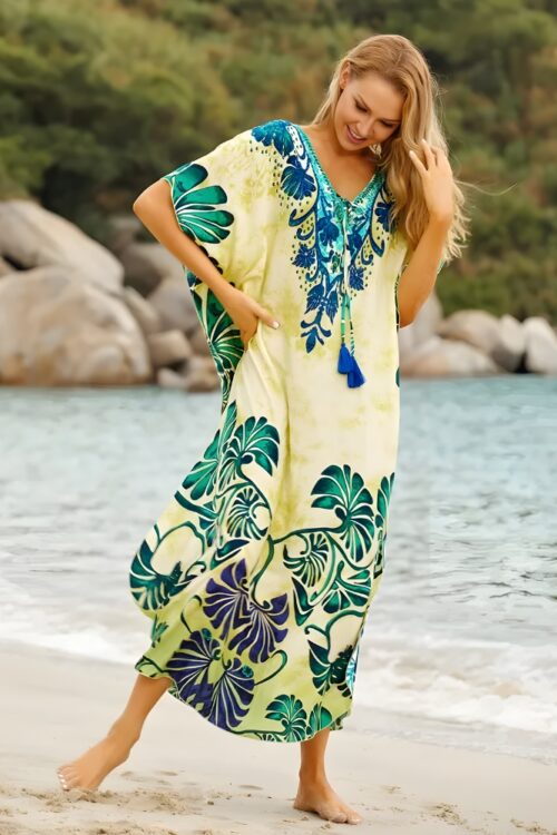 Bohemian floral long beach dress