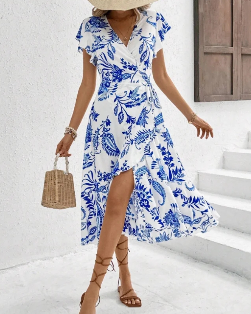 Korean-style floral ruffle summer midi dress - Image 5