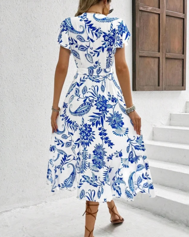 Korean-style floral ruffle summer midi dress - Image 4