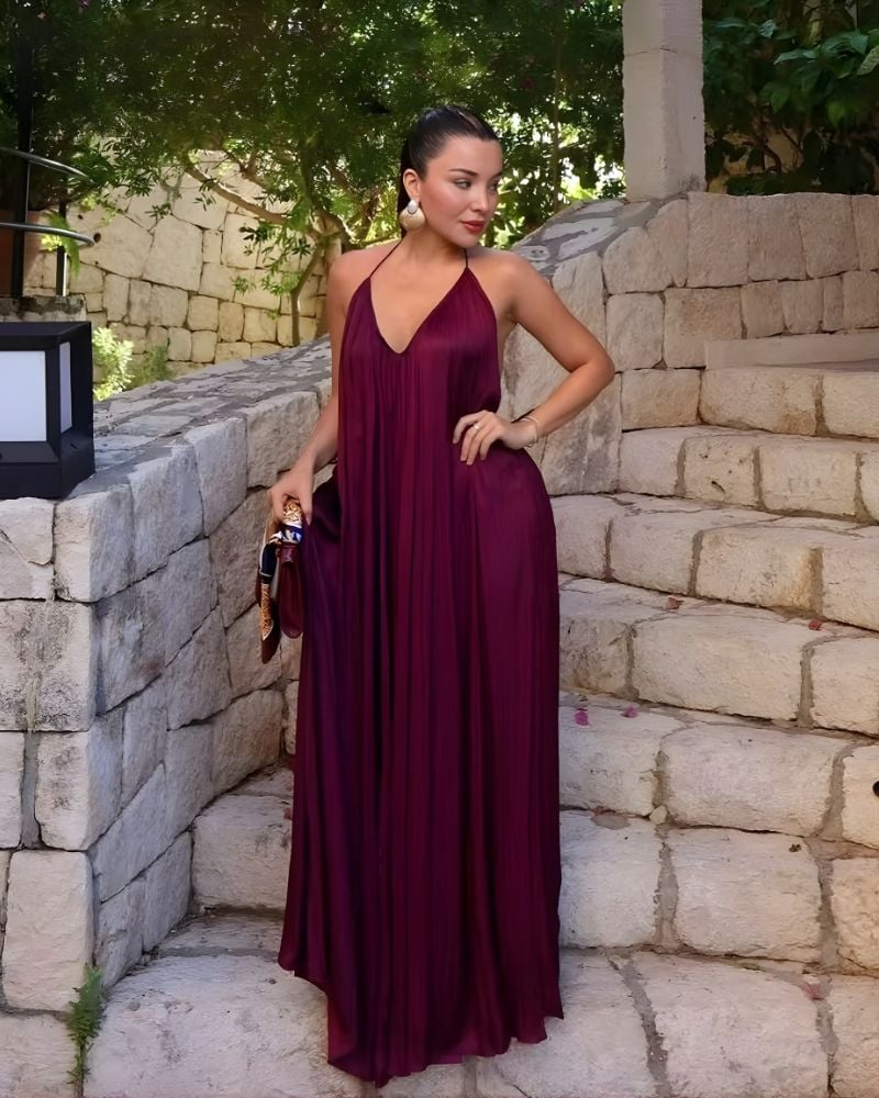 Flowy Open-Back Bohemian Maxi Dress
