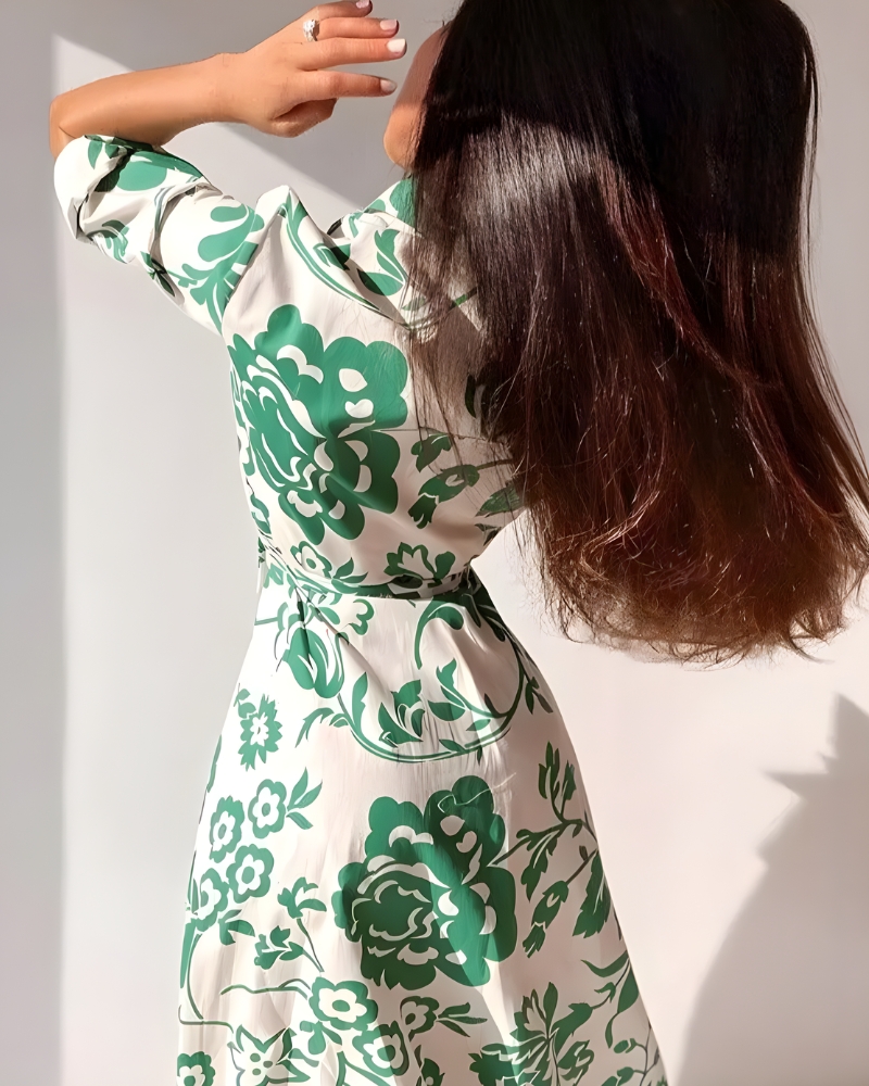 Floral print bohemian long shirt dress - Image 3