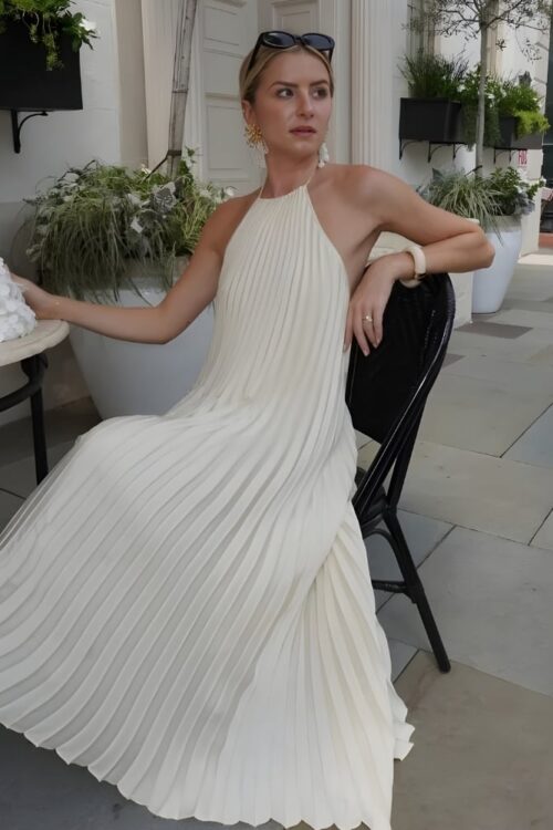Bohemian open back halter long dress