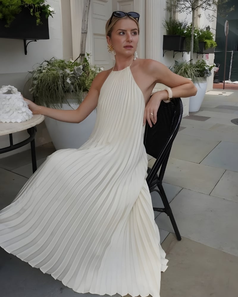 Bohemian Open Back Halter Long Dress