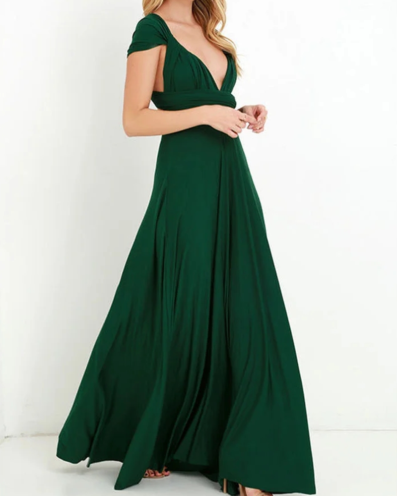 Plain Chiffon Bohemian Long Evening Dress