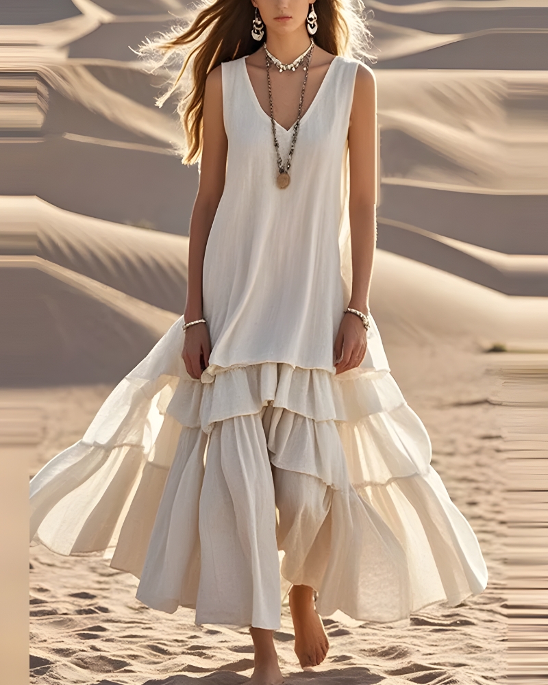 Plain Bohemian Long Beach Dress